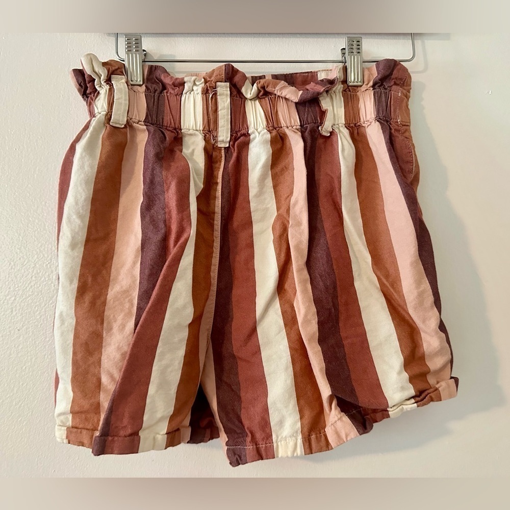 Madewell Paperbag Shorts in Rainbow Stripe Size 00​​​​​​​ - Picture 2 of 4